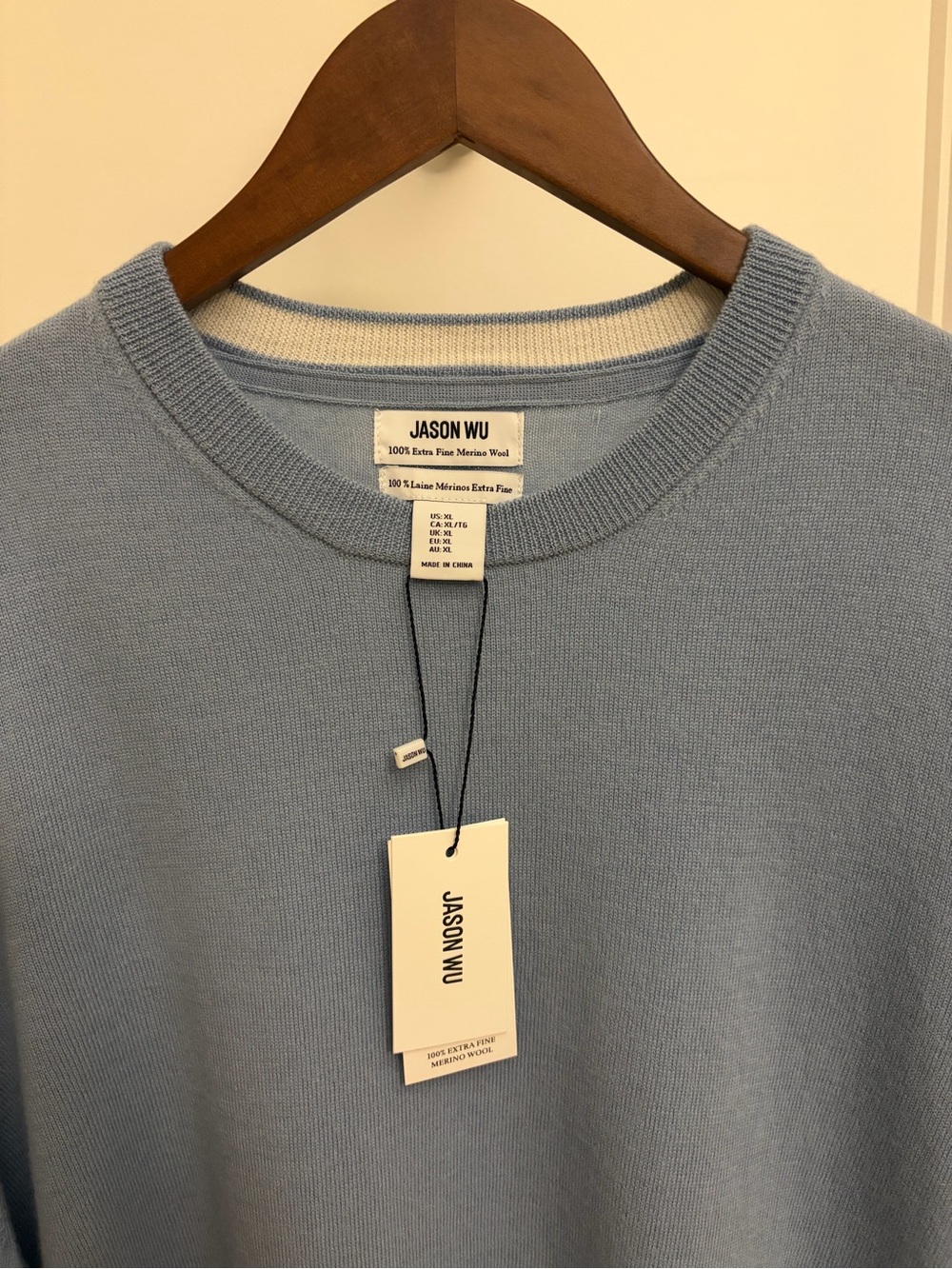 Jason Wu Merino Wool - Men’s Light Blue Crewneck Sweater